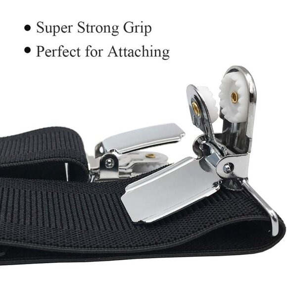 Mens Heavy Duty Adjustable Elastic X Back Suspenders with Strong Clips Big Tall - Picture 2 of 7